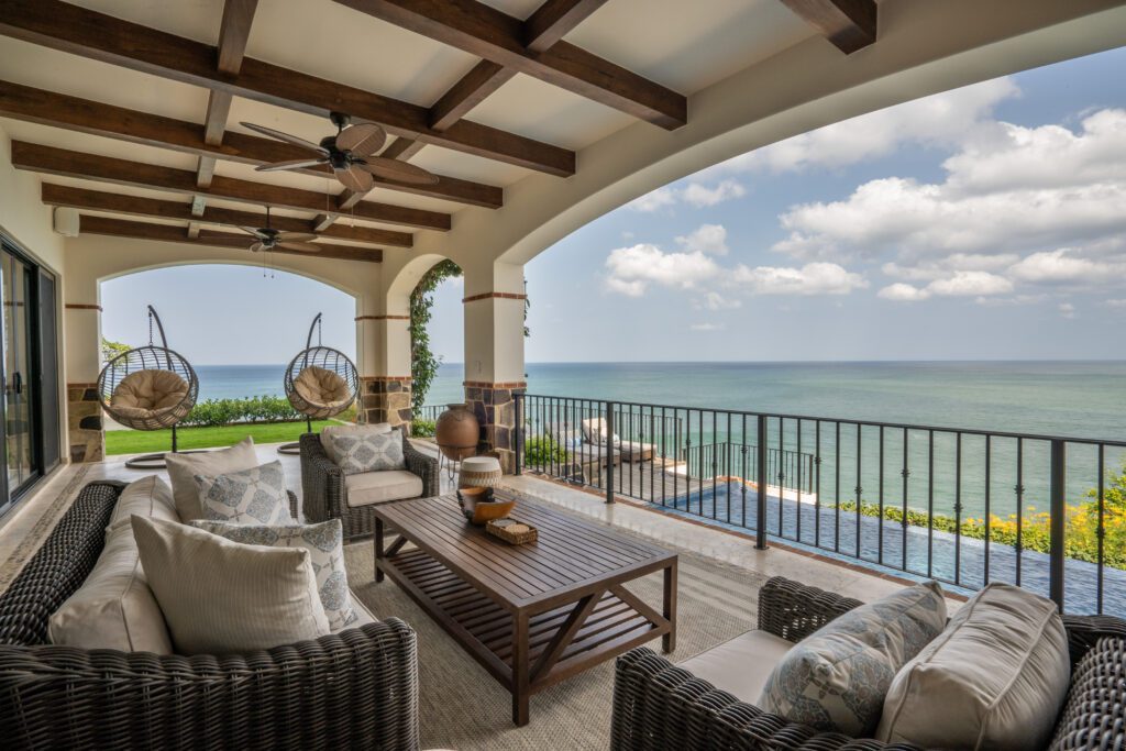 View of the terrace and the pool in Villa Cielo at Rancho Santana