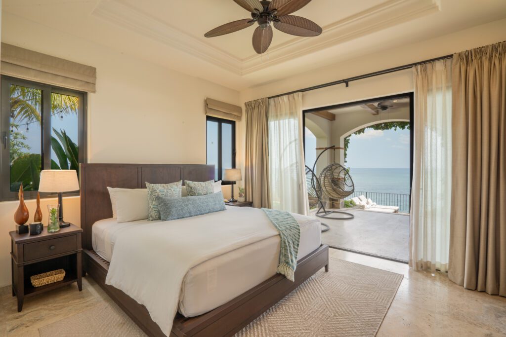 View of the master bedroom in Villa Cielo at Rancho Santana