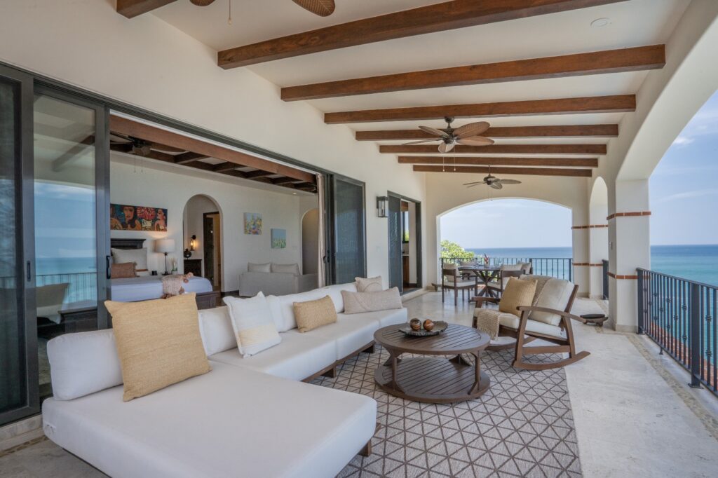 View of a terrace with ocean view at villa cielo