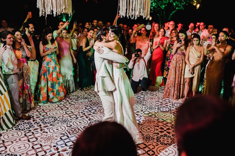 A couple dancing and celebrating at Rancho Santana destination wedding locations.